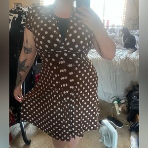 Retro vintage brown polka dot dress Robbie Bee swing rockabilly 50s 12 14